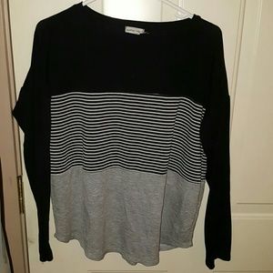 Black grey striped long sleeve bohme